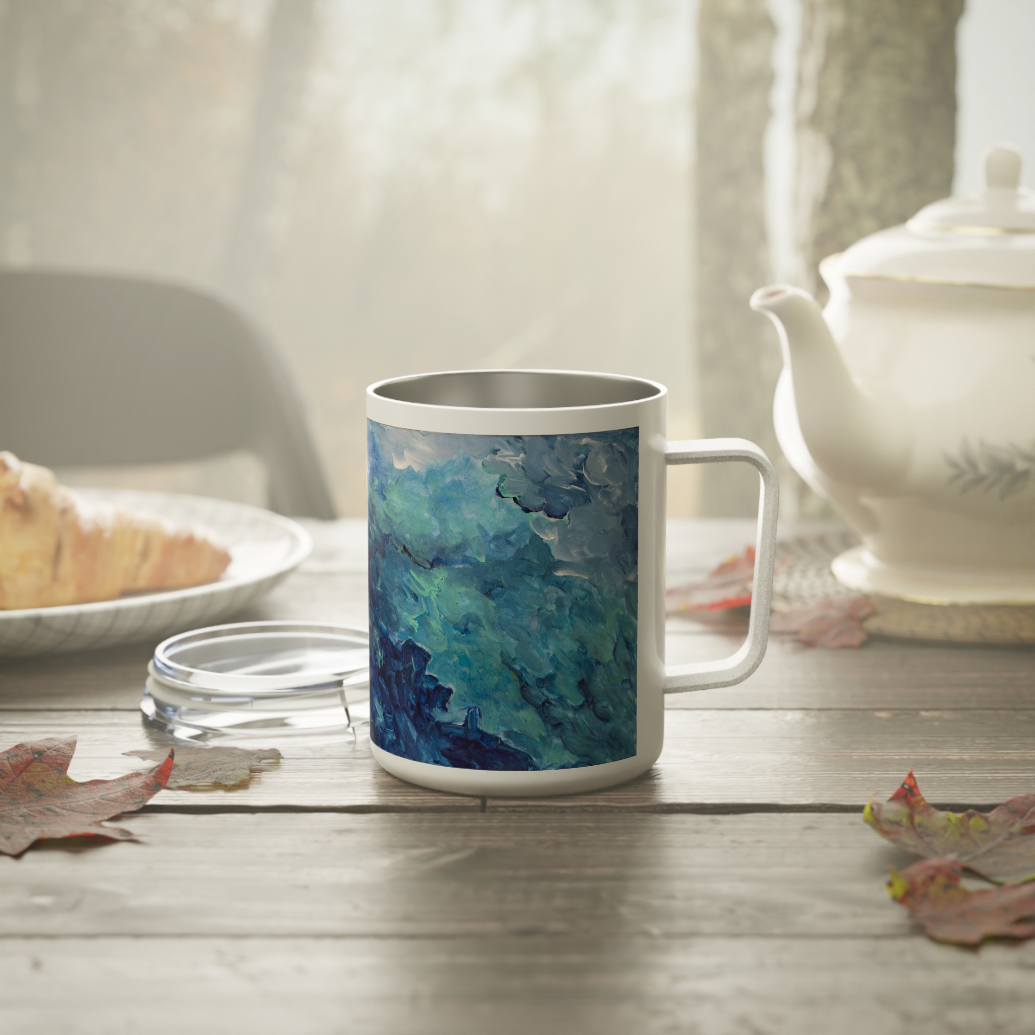 Travel Mug Insulated Stainless Steel 10oz - Hot or Cold Drinks - White Detailing & Clear Lid - A Light Tether - Image 5