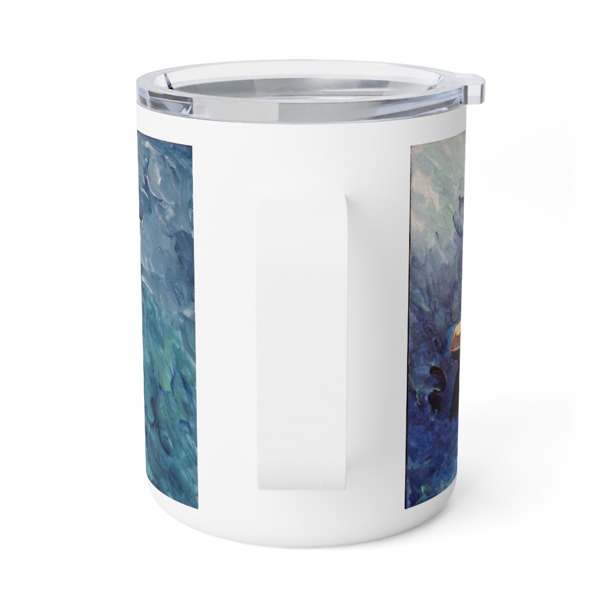 Travel Mug Insulated Stainless Steel 10oz - Hot or Cold Drinks - White Detailing & Clear Lid - A Light Tether - Image 2