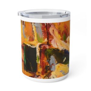 Travel Mug Insulated Stainless Steel 10oz - Hot or Cold Drinks - White Detailing & Clear Lid - Coherence